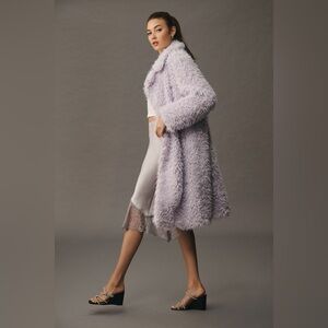 Anthropologie Lavender Faux Fur Coat